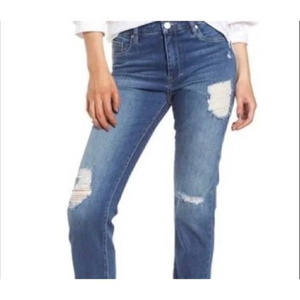 Blanknyc Your Favorite Womens Denim Jeans Straight Leg Distressed Blue  Size 28